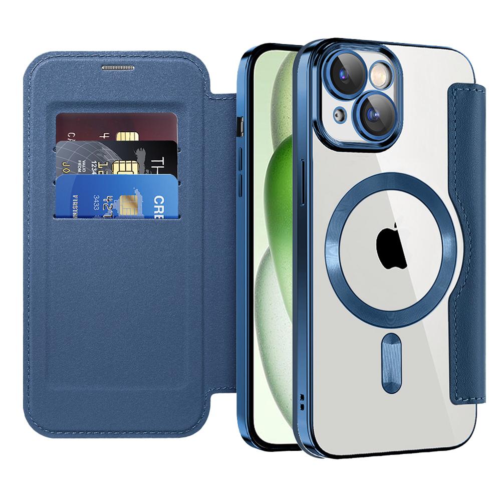 2392807 Étui portefeuille Techsuit SmartMag Book Case pour iPhone 15 Plus - Blue – Image 1