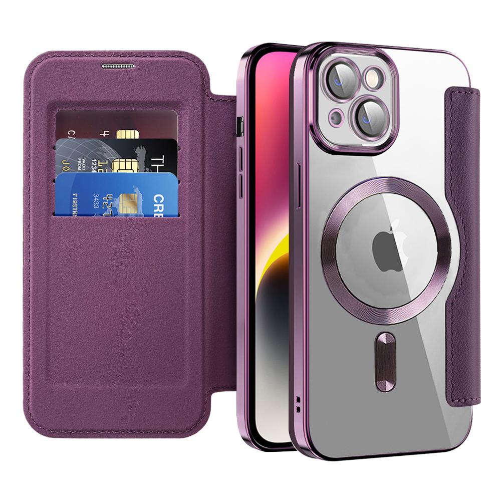 2425033 Étui portefeuille Techsuit SmartMag Book Case pour iPhone 14 Plus - Purple – Image 1