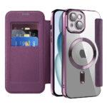 Étui portefeuille Techsuit SmartMag Book Case pour iPhone 15 Plus - Purple