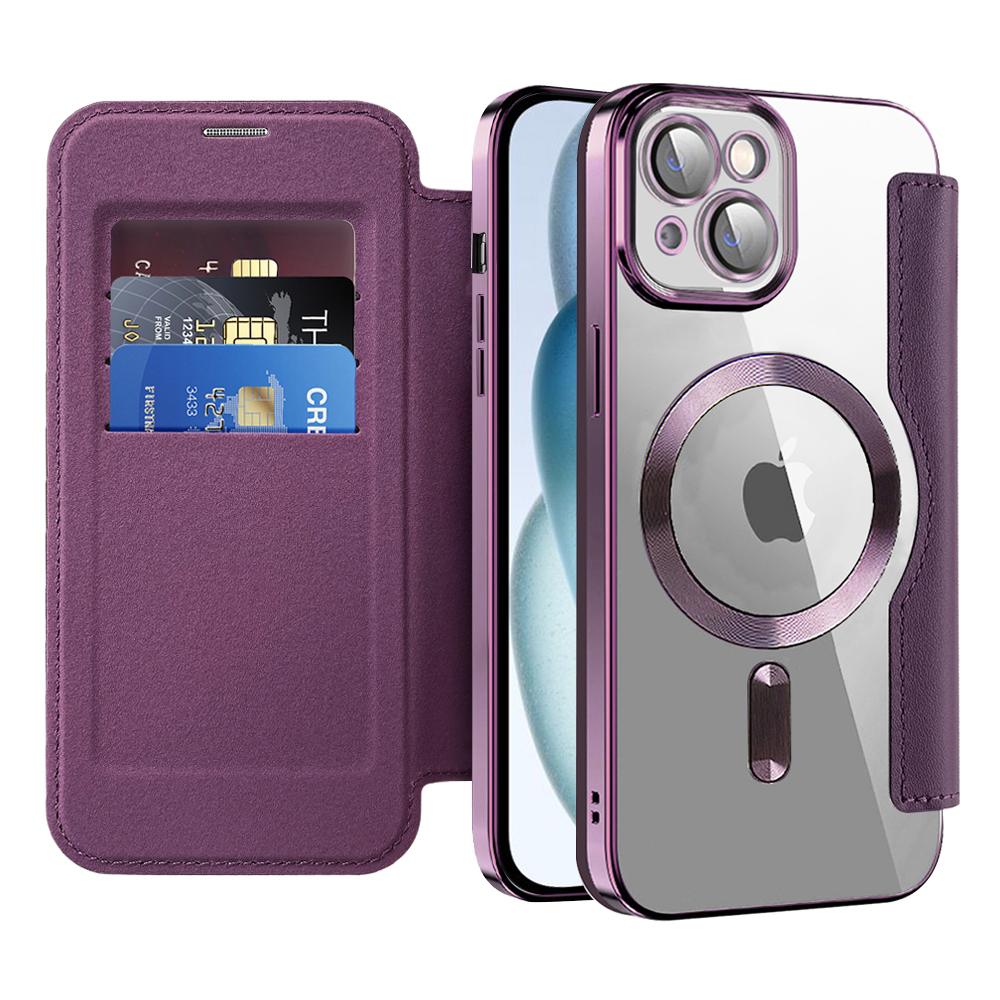 2425051 Étui portefeuille Techsuit SmartMag Book Case pour iPhone 15 Plus - Purple – Image 1