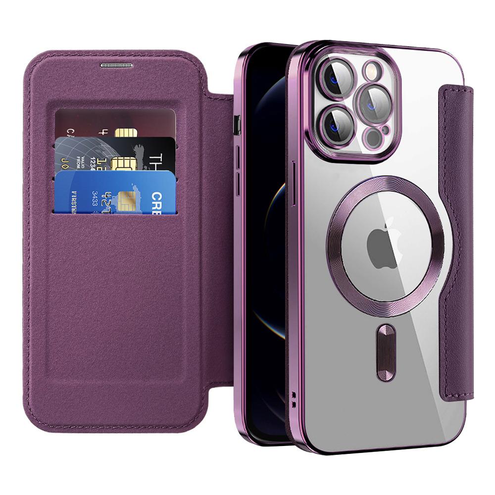 2425357 Étui portefeuille Techsuit SmartMag Book Case pour iPhone 12 Pro Max - Purple – Image 1