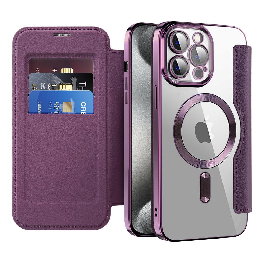 2425429 Étui portefeuille Techsuit SmartMag Book Case pour iPhone 15 Pro - Purple – Image 1
