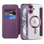 Étui portefeuille Techsuit SmartMag Book Case pour iPhone 16 Plus - Purple