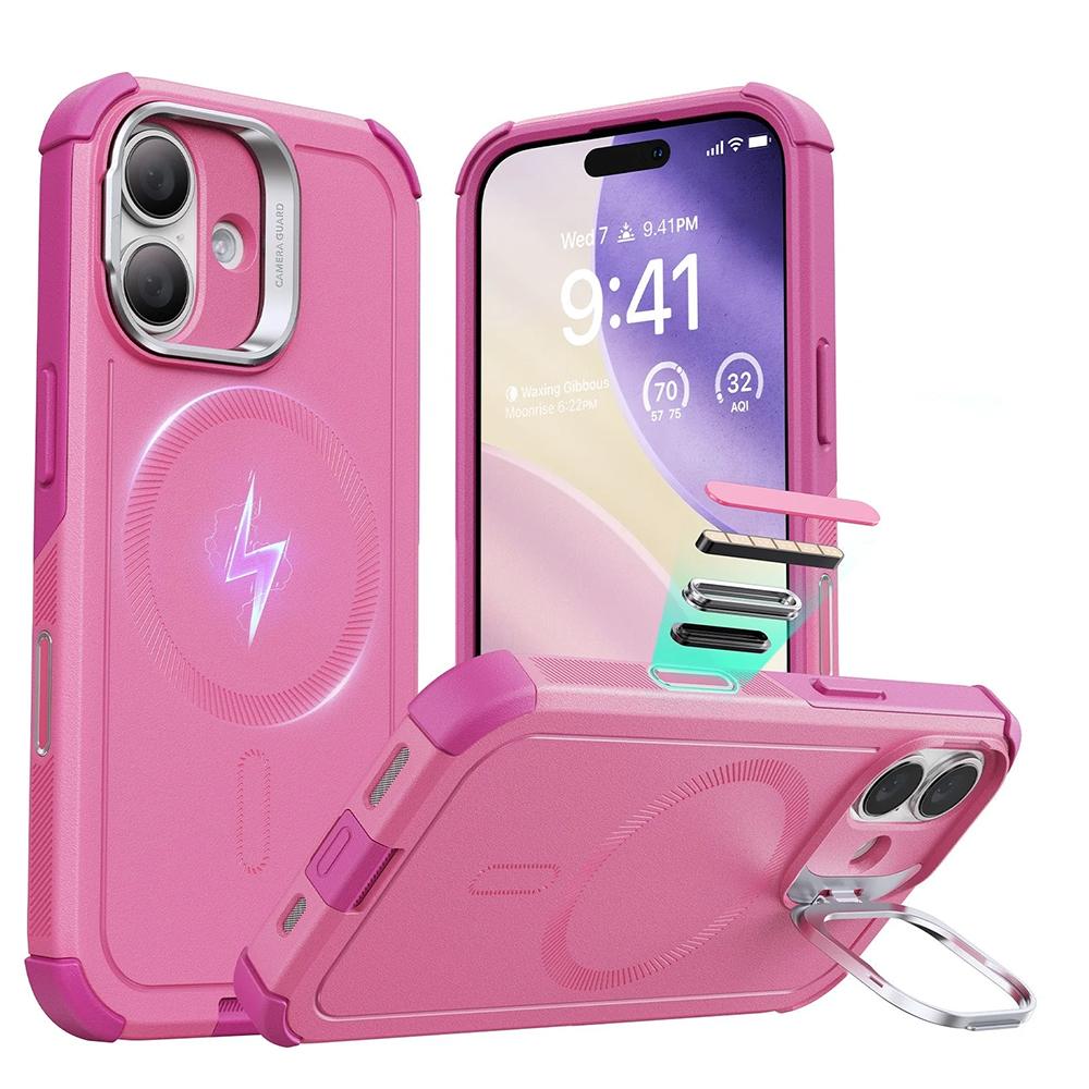 2473261 Coque renforcée ESR Cyber Armor Kickstand MagSafe pour iPhone 17 - Pink – Image 1