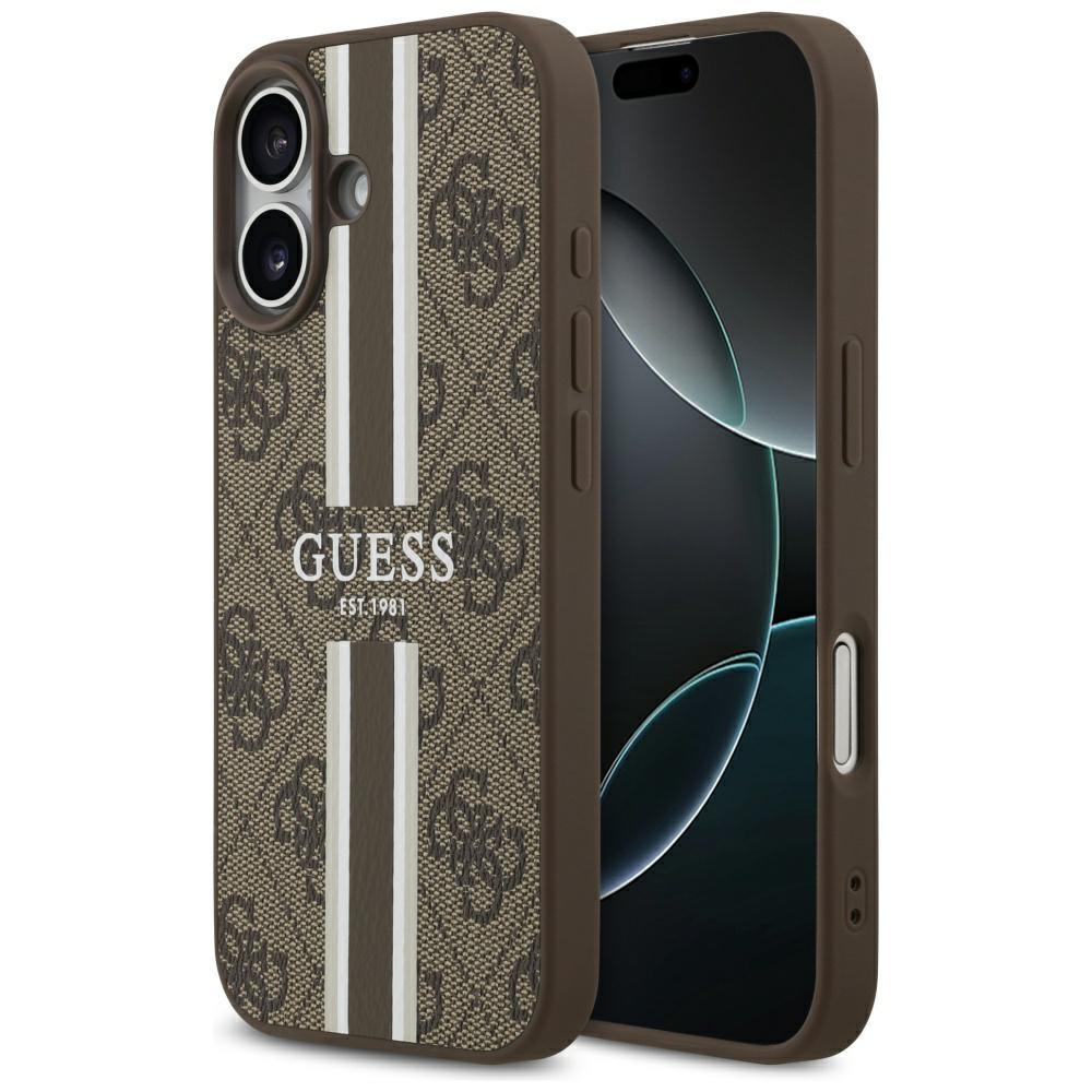 2481967 Coque Guess Hardcase 4G Printed Stripes MagSafe pour iPhone 17 - Brown – Image 1
