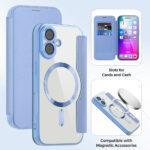 Étui portefeuille Techsuit SmartMag Book Case pour iPhone 17 - Light Blue – Image 3