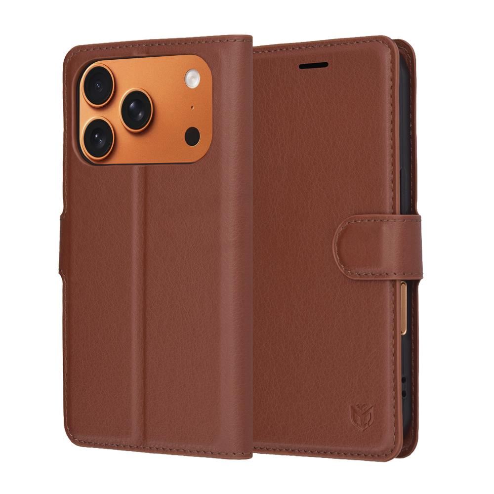 2550031 Étui portefeuille Techsuit Leather Folio pour iPhone 17 Pro Max - Brown – Image 1