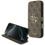Étui portefeuille à rabat Guess Book 4G Metal Logo pour iPhone 17 Pro Max - Brown