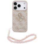 Coque Guess Hardcase 4G Classic Logo avec dragonne de perles pour iPhone 17 Pro Max - Pink