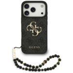 Coque Guess Hardcase 4G Classic Logo avec dragonne de perles pour iPhone 17 Pro Max - Black