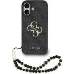 Coque Guess Hardcase 4G Classic Logo avec dragonne de perles pour iPhone 17 - Black