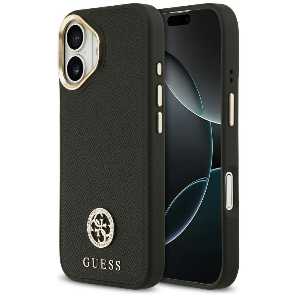 2573425 Coque Guess Grained Strass Logo MagSafe pour iPhone 17 - Black – Image 1