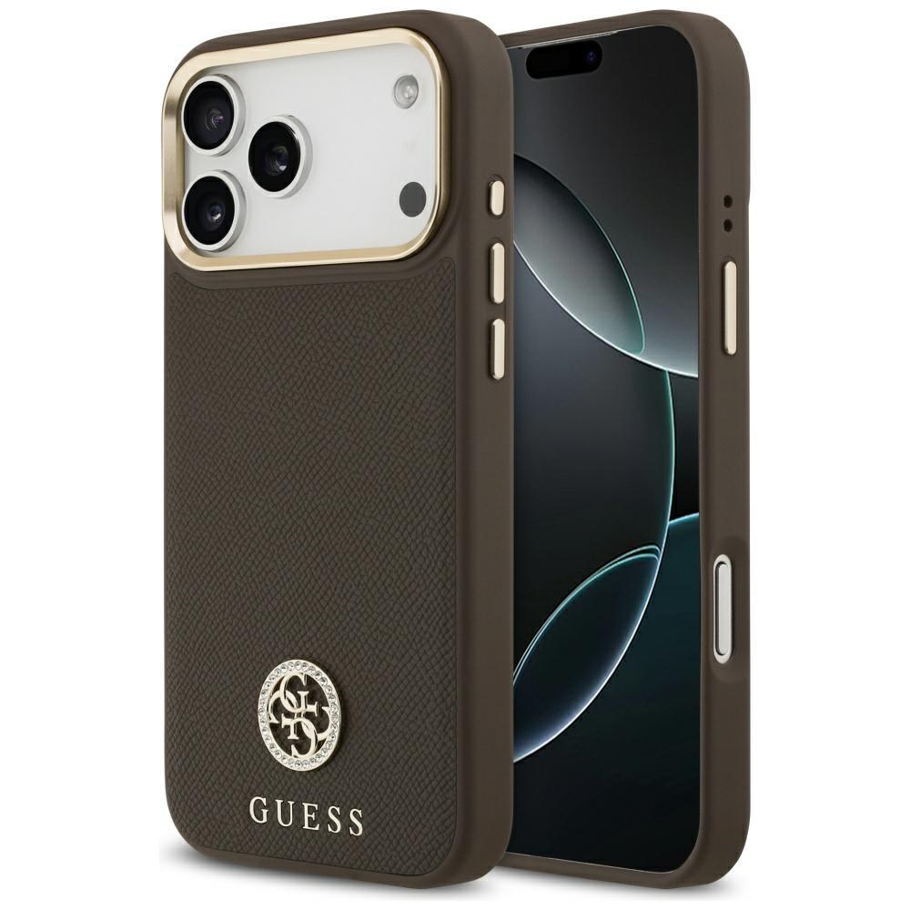 2574193 Coque Guess Grained Strass Logo MagSafe pour iPhone 17 Pro Max - Brown – Image 1
