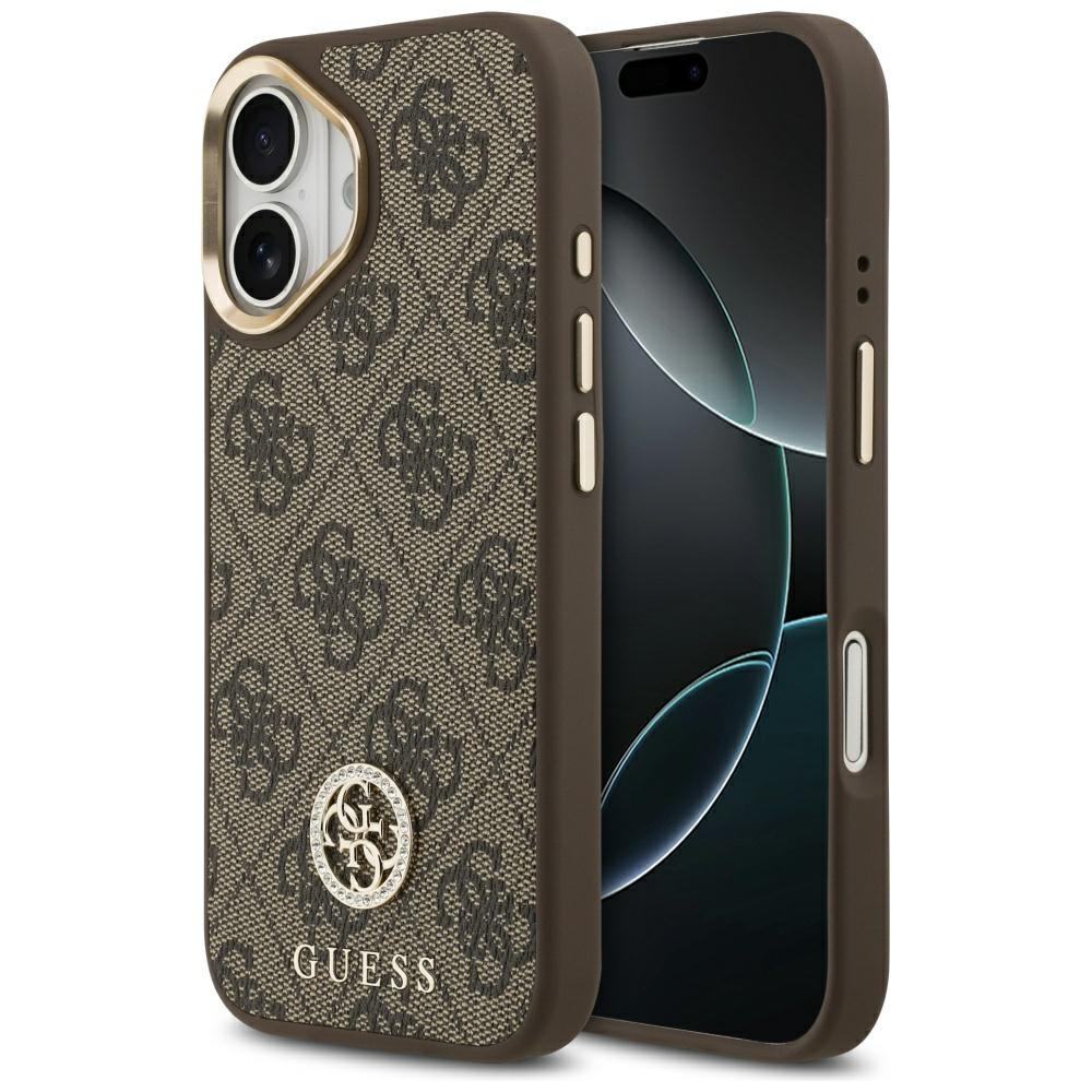 2575255 Coque Guess Hardcase 4G Strass Logo MagSafe pour iPhone 17 - Brown – Image 1