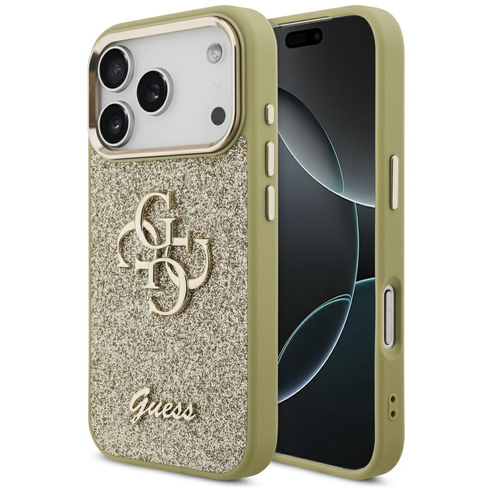 2577085 Coque Guess Fixed Glitter Big 4G Metal Frame pour iPhone 17 Pro - Gold – Image 1
