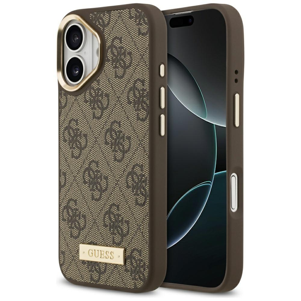 2579923 Coque Guess Hardcase 4G Logo Plate MagSafe pour iPhone 17 - Brown – Image 1