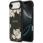 Coque Guess Grained Flowers MagSafe pour iPhone Air - Black