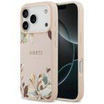 Coque Guess Grained Flowers MagSafe pour iPhone 17 Pro Max - Pink