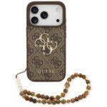 Coque Guess Hardcase 4G Classic Logo avec dragonne de perles pour iPhone 17 Pro - Brown