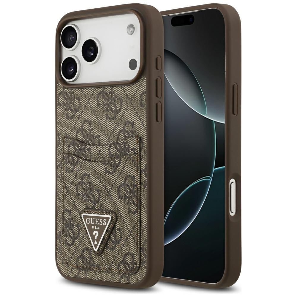 2586319 Coque Guess Hardcase 4G Double Card Triangle avec porte cartes pour iPhone 17 Pro Max - Brown – Image 1