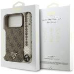 Coque Guess Hardcase 4G Strap Triangle Logo MagSafe avec dragonne de perles pour iPhone 17 Pro Max - Brown – Image 5