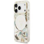 Coque Guess IML Metal Glitter Flowers Triangle MagSafe pour iPhone 17 Pro - White – Image 4