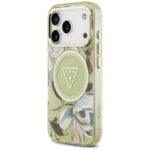 Coque Guess IML Metal Glitter Flowers Triangle MagSafe pour iPhone 17 Pro Max - Green – Image 6
