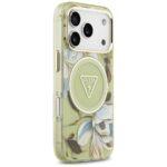 Coque Guess IML Metal Glitter Flowers Triangle MagSafe pour iPhone 17 Pro Max - Green – Image 2