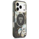 Coque Guess IML Metal Glitter Flowers Triangle MagSafe pour iPhone 17 Pro Max - Black – Image 3