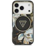 Coque Guess IML Metal Glitter Flowers Triangle MagSafe pour iPhone 17 Pro Max - Black – Image 2