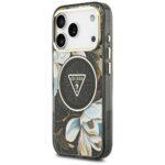 Coque Guess IML Metal Glitter Flowers Triangle MagSafe pour iPhone 17 Pro Max - Black – Image 6