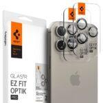 Lot de 2 protections d'objectif Spigen Optik.tR EZ Fit Pro Camera Glass pour iPhone 14 Pro / 14 Pro Max / 15 Pro / 15 Pro Max / 16 Pro / 16 Pro Max - Natural