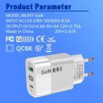 Chargeur secteur Techsuit (CHPD131) GaN, USB, Type-C, Charge rapide, 65W   - White – Image 6