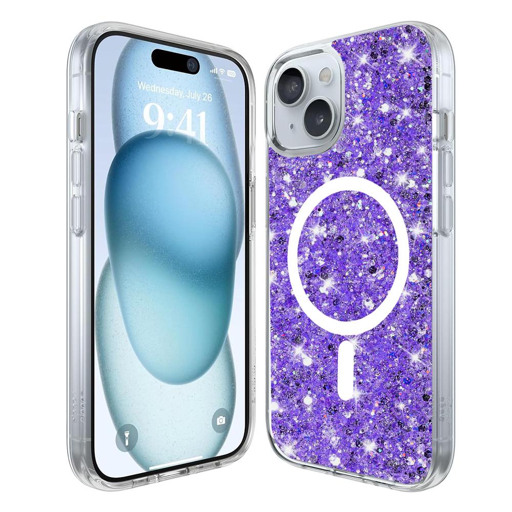 1292881 Coque Techsuit Sparkly Glitter MagSafe pour iPhone 15 Plus - Purple – Image 1