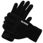 Gants pour écran tactile iWarm (ST0005) double couche en velours/acrylique, taille 21 cm   - Black – Image 2