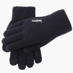 Gants pour écran tactile iWarm (ST0005) double couche en velours/acrylique, taille 21 cm   - Black – Image 3