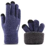 Gants pour écran tactile iWarm (ST0018) en laine de qualité supérieure, taille 23 cm   - Blue – Image 4