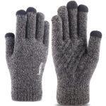 Gants pour écran tactile iWarm (ST0005) double couche en velours/acrylique, taille 21 cm   - Gray – Image 2