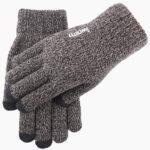 Gants pour écran tactile iWarm (ST0005) double couche en velours/acrylique, taille 21 cm   - Gray – Image 3