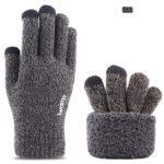 Gants pour écran tactile iWarm (ST0005) double couche en velours/acrylique, taille 21 cm   - Gray – Image 4