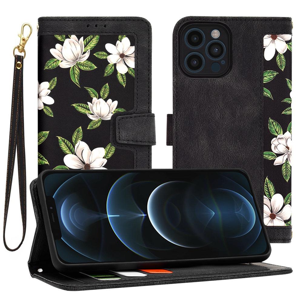 1457413 Étui portefeuille Techsuit FlipCraft pour iPhone 12 Pro Max - Flowers of the Dawn – Image 1