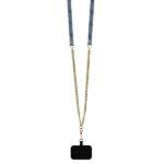 Coque Guess Leather Metal Logo Strass Crossbody avec cordon pour iPhone 16 Pro - Blue – Image 6