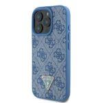 Coque Guess Leather Metal Logo Strass Crossbody avec cordon pour iPhone 16 Pro Max - Blue – Image 4