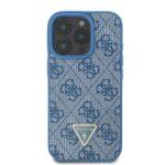 Coque Guess Leather Metal Logo Strass Crossbody avec cordon pour iPhone 16 Pro Max - Blue – Image 2