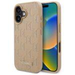 Coque Karl Lagerfeld Leather MagSafe pour iPhone 16 - Beige Hot Stamp