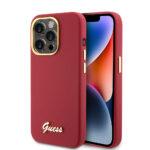 Coque Guess Silicone Logo Strass 4G pour iPhone 15 Pro - Red