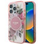 Coque Guess IML Flower & Tonal Circle MagSafe pour iPhone 16 Pro Max - Pink