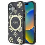 Coque Guess IML Peony On 4G Background MagSafe pour iPhone 16 - Black