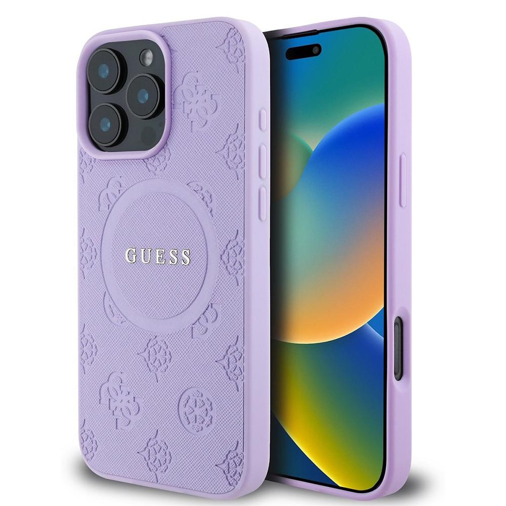 1572163 Coque Guess Saffiano Peony Classic Logo MagSafe pour iPhone 16 Pro Max - Purple – Image 1