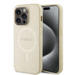 Coque Guess Saffiano MagSafe pour iPhone 15 Pro Max - Gold